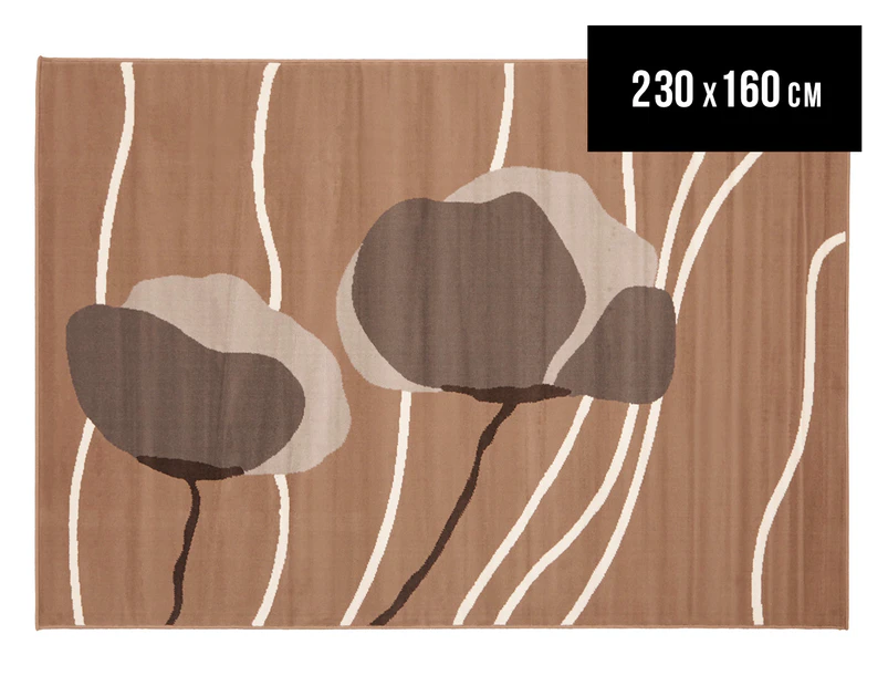 Modern Poppies 230x160cm Fashion Rug - Brown/Beige