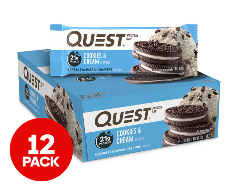 12 x Quest Protein Bars Cookies & Cream 60g