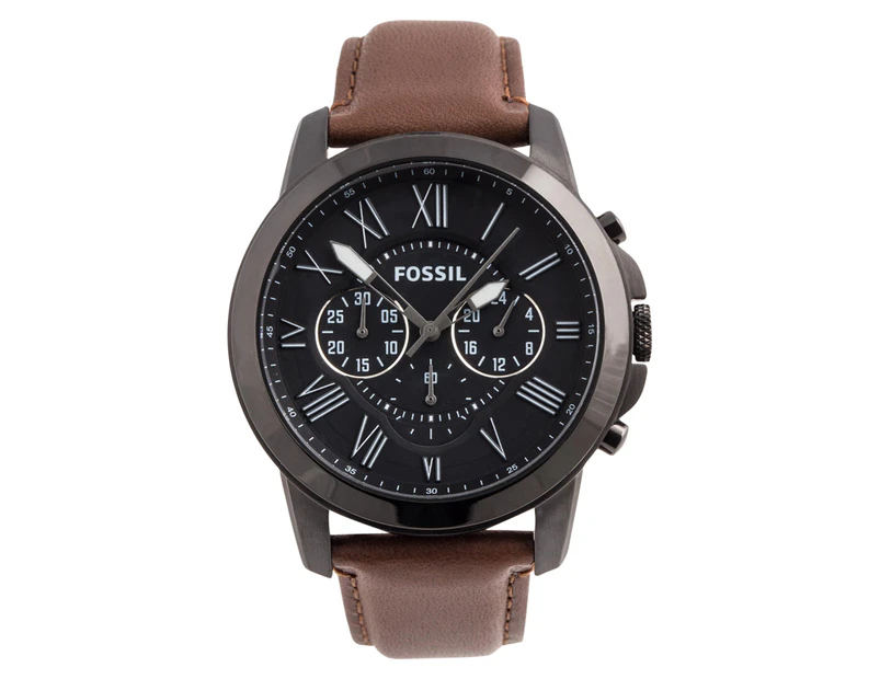 Fossil Men's Grant Chronograph Leather Watch - Black