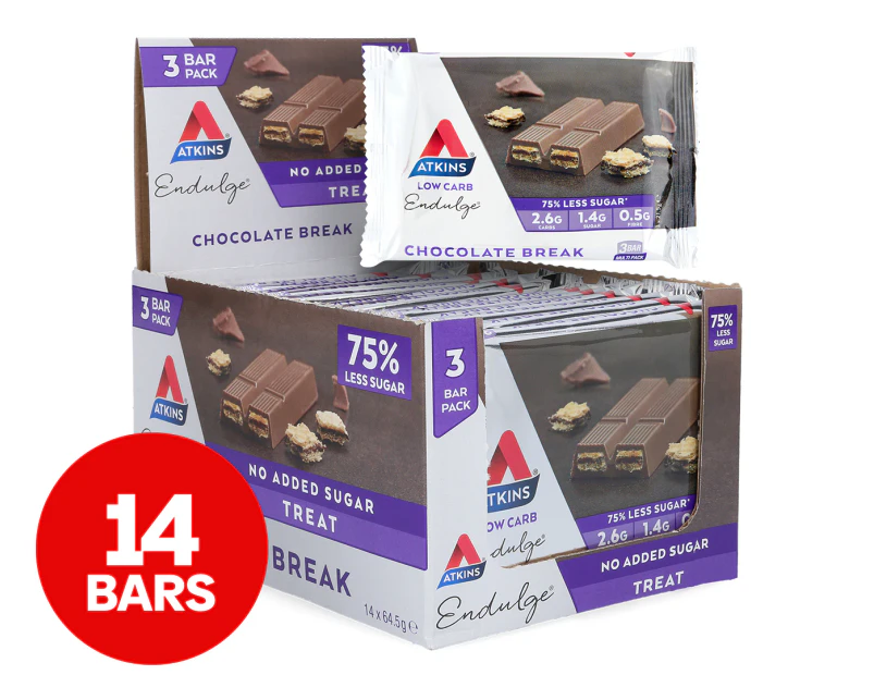 14 x Atkins Endulge Chocolate Break Bars 3 pack