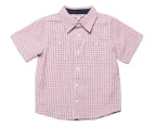 Fox & Finch Boys’ Tomas Classic Check Short Sleeve Shirt - Red/Navy