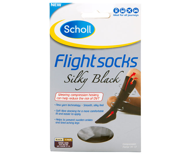 Scholl Flight Socks Ladies Silky 6-8 - Black