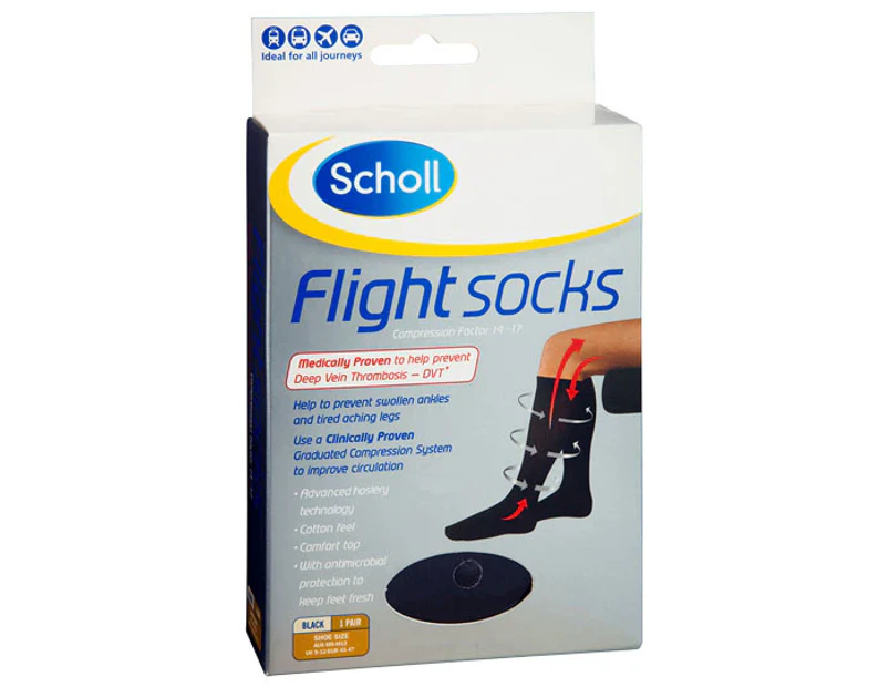 Scholl Flight Socks Men 9-12 - Black