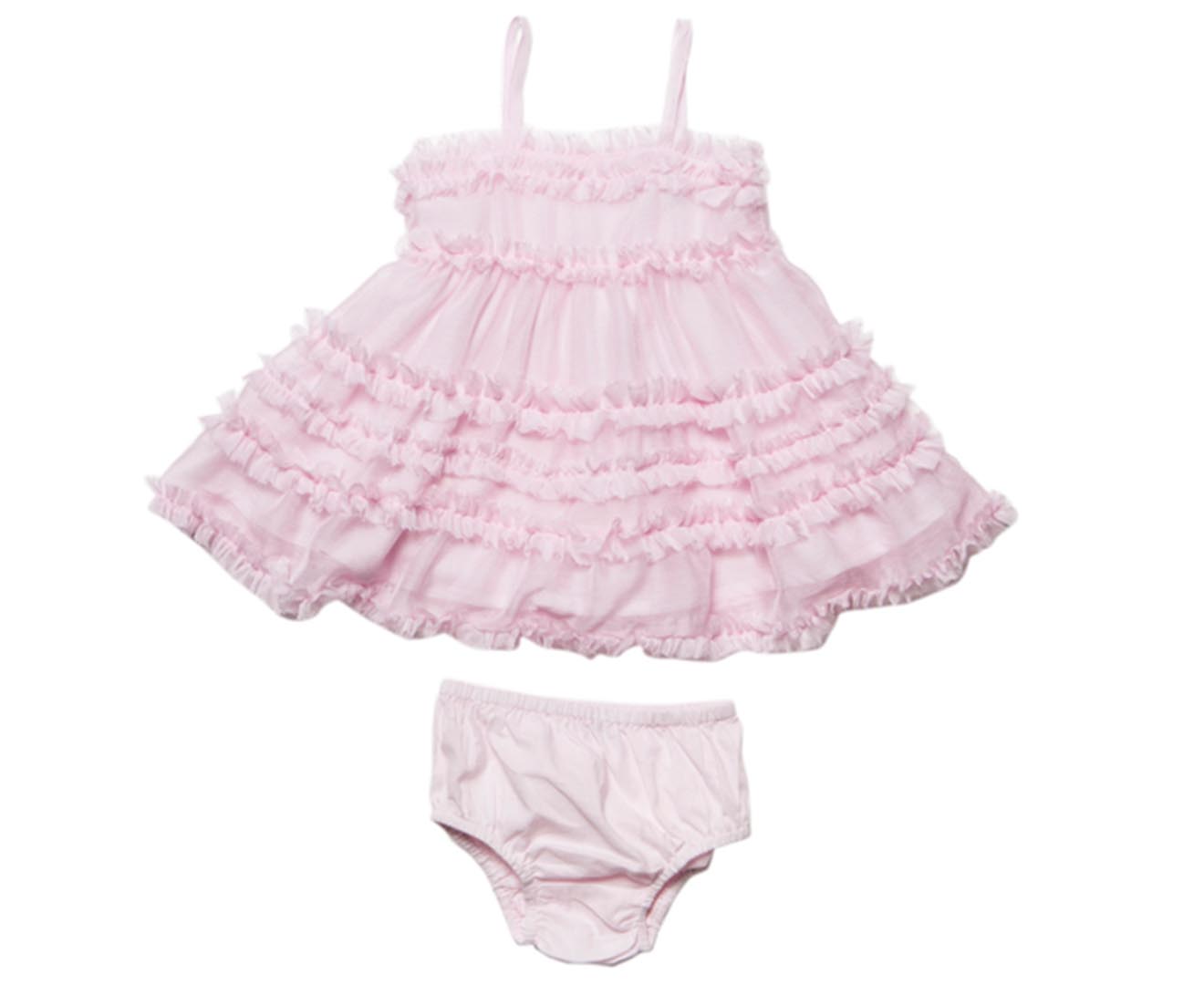 Bebe By Minihaha Girls' Ruffle Trim Dress w/ Corsage - Pale Pink ...