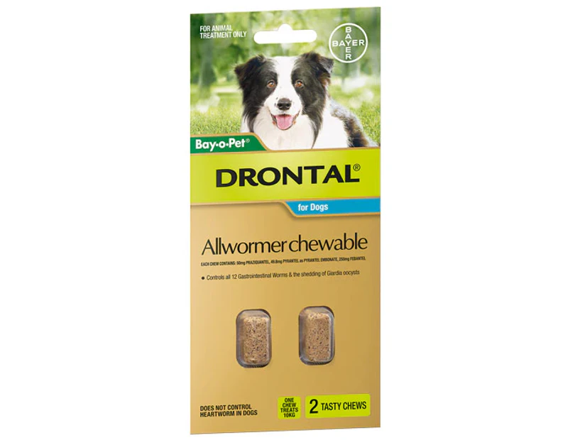 Drontal Allwormer Chews For Dogs 3-10kg 2pk