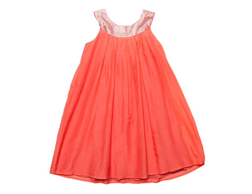 Tahlia by Minihaha Girls’ Sequined Yoke Dress Size 8 - Tangerine