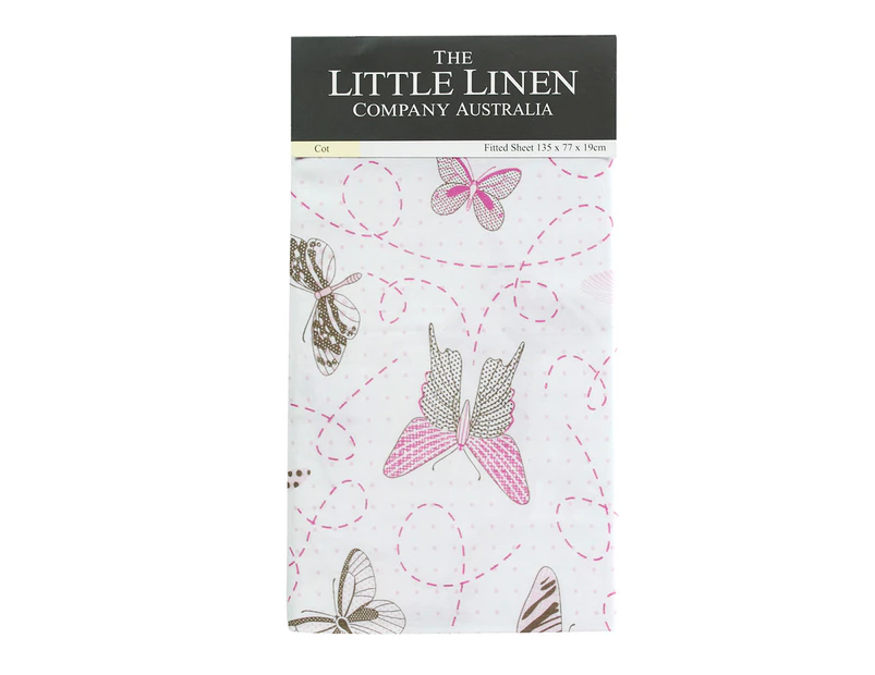 TLLC Butterflies Cot Fitted Sheet - Pink