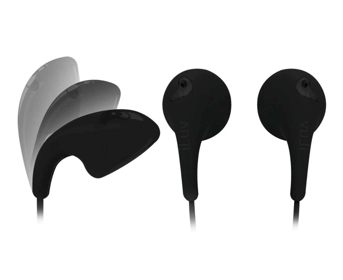 iLuv Black Bubble Gum 2 Earphones/Headphones In-Ear 3.5mm for iPhone/Android/MP3