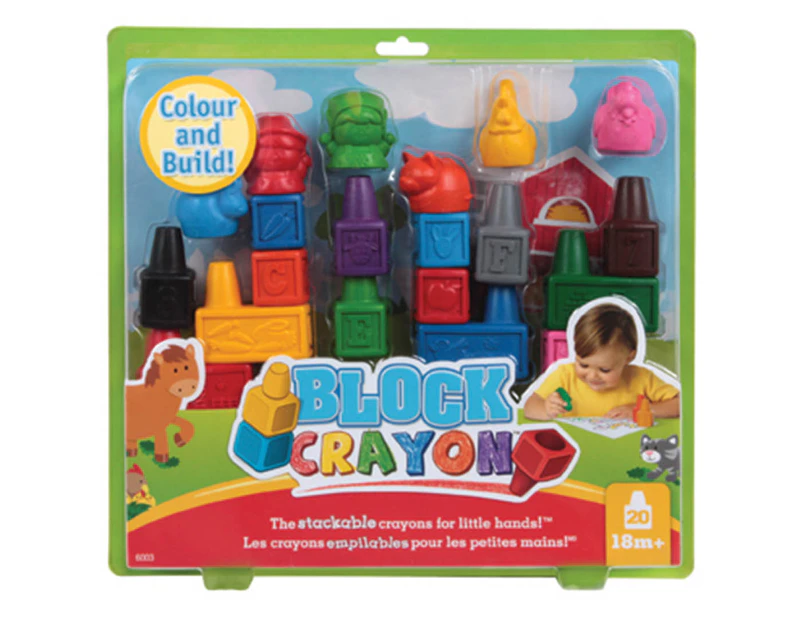 Block Crayon 20-Piece Farm Set