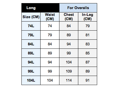 Can T Tear Em Workwear Size Chart: A Visual Reference of Charts | Chart ...