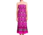 Ninth Moon Maternity Shirred Maxi Dress - Pink Aztec 1