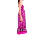Ninth Moon Maternity Shirred Maxi Dress - Pink Aztec 2