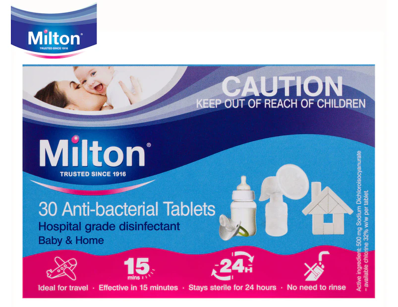 30pc Milton Anti-Bacterial Disinfectant Baby Bottle Cleaning/Sterilising Tablets