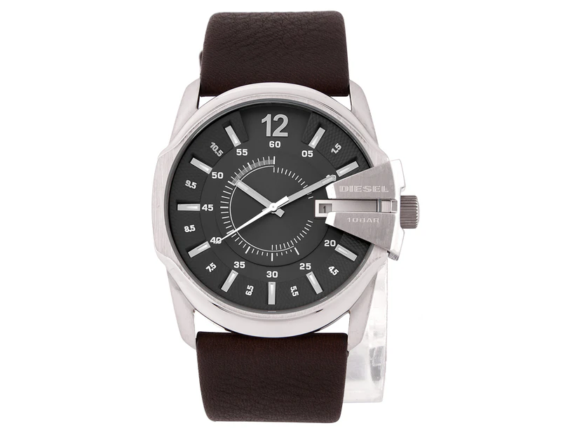 Diesel Men’s Cut-Out Leather Watch - Grey