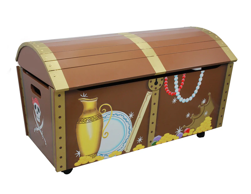 Pirate Island Kids' 85cm Treasure Chest Toy Box - Brown/Yellow