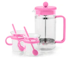 BODUM Coffee Maker Set With 2 Glasses & Spoons - Pink