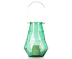 Glass Lantern 39x84cm w/Gold Metal Handle - Green