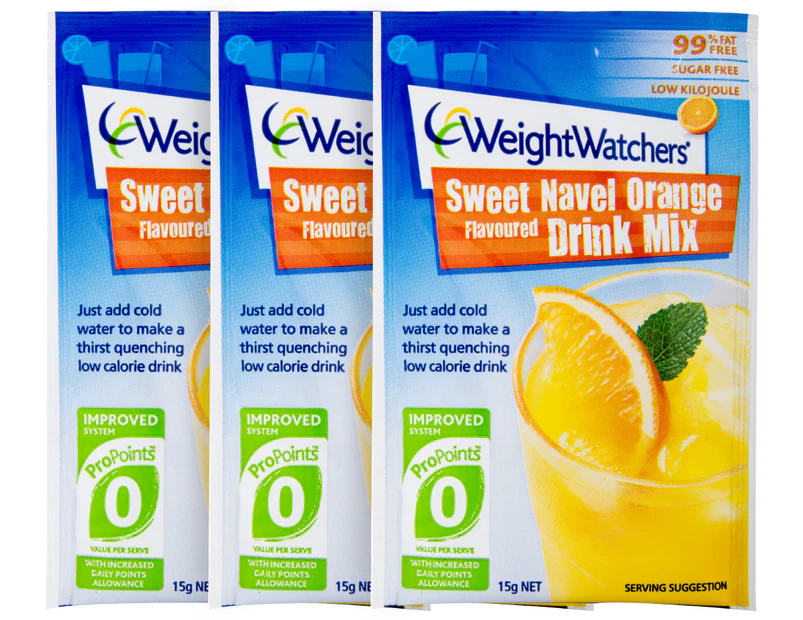 3 x Weight Watchers Drink Mix Sweet Navel Orange 15g