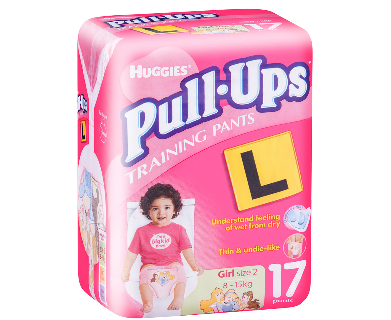 2 x Huggies Pull-Ups Training Pants Size 2 Girls 8-15kg 17pk
