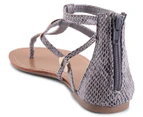 Billini Women's Hilary Flat Sandal - Black/White Snake