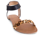 Billini Women's Anbree Flat Sandal - Leopard Black