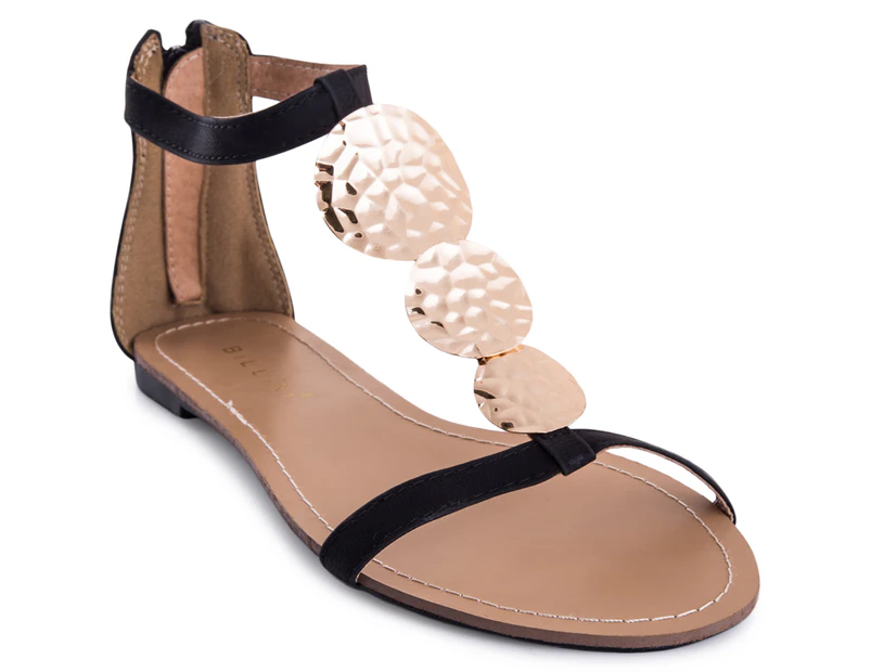 Preview image Billini Women’s Sahara Flat Sandal - Black Nubuck
