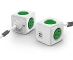 Allocacoc 4-Outlet 1.5m Extended PowerCube w/ USB - Green 2