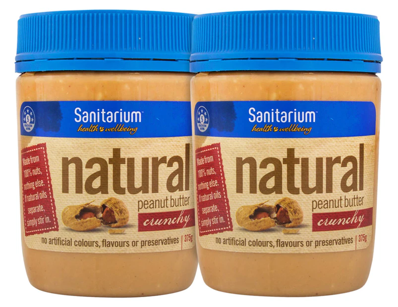 2 x Sanitarium Natural Peanut Butter Crunchy 375g