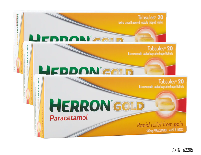 3 x Herron Gold Paracetamol Tabsules 20pk