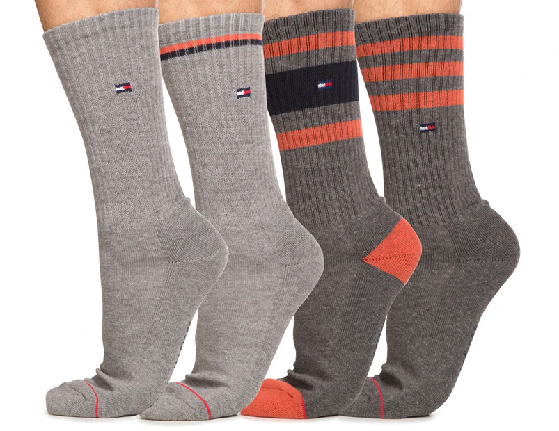 Tommy Hilfiger Men's US Size 7-12 Crew Sock 4-Pack - Grey