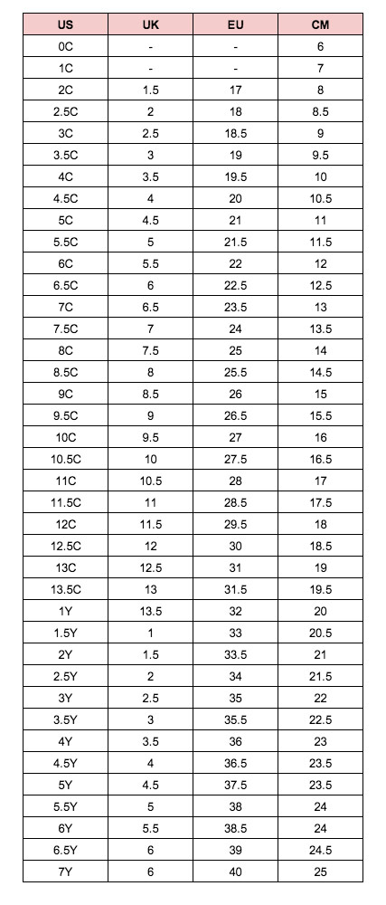 nike air max 90 size chart