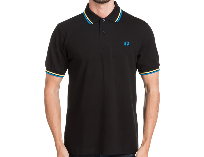 Fred Perry Men's Twin Polo Shirt - Black/Blue/Yellow