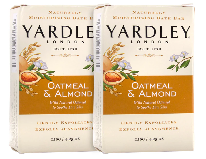 2 x Yardley Soap Bar Oatmeal & Almond 120g