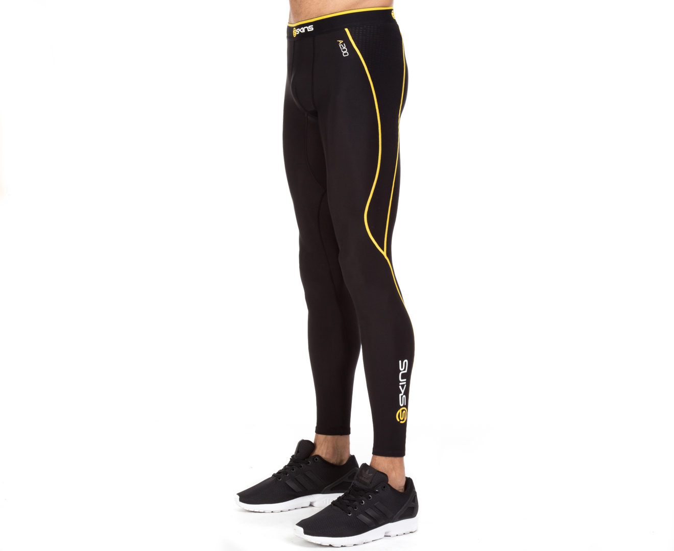 Skins Mens Compression Long Tight A-200 Black/Yellow Size XL