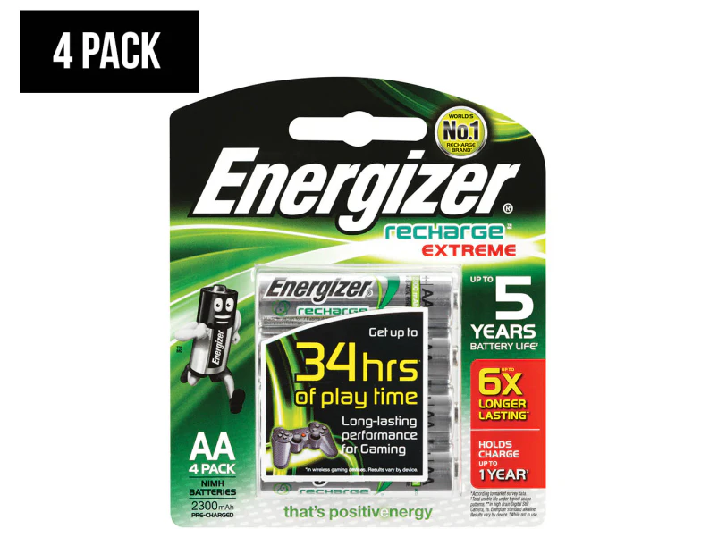 Energizer Recharge Extreme Rechargeable AA Batteries 4-Pack