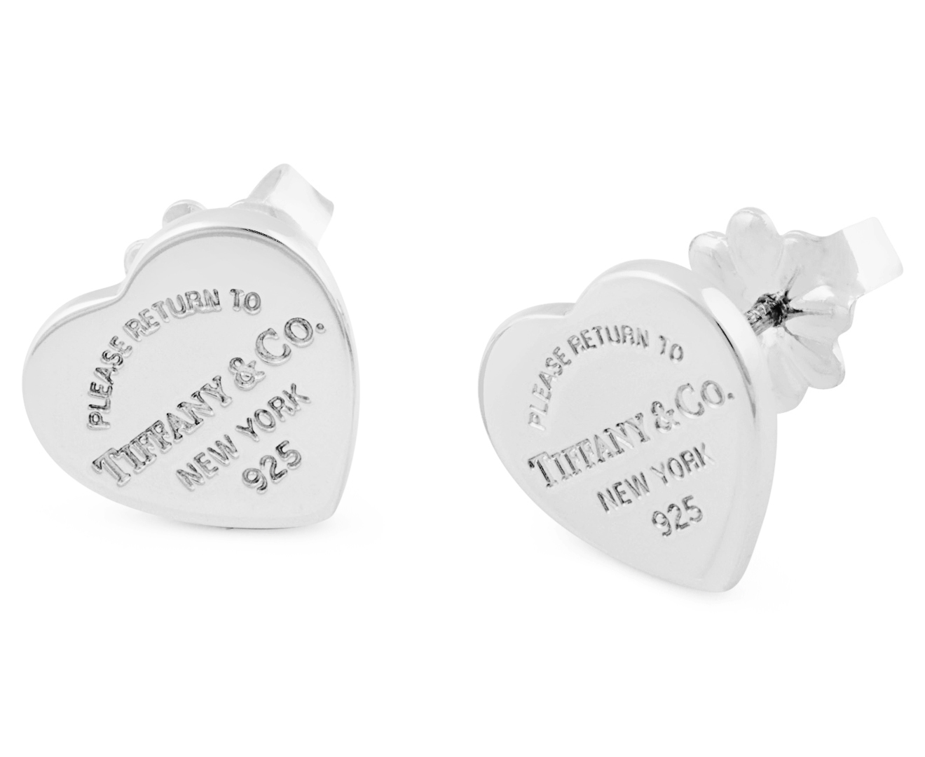 Tiffany & Co. "Return to Tiffany" Mini Heart Tag Stud Earrings - Silver