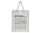 Wooden Slatted Wallhanging 'Kitchen' w/ House Cut-Out