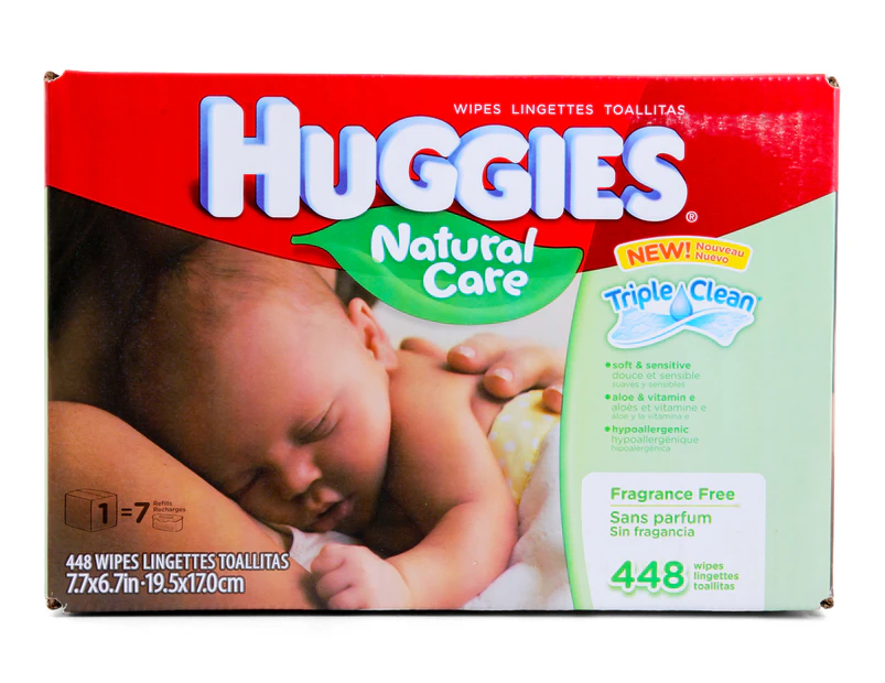 Huggies Natural Care Wipes Fragrance Free 448pk
