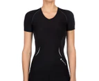 SKINS Women's A400 Compression Short Sleeve V-Neck Top - Black/Silver