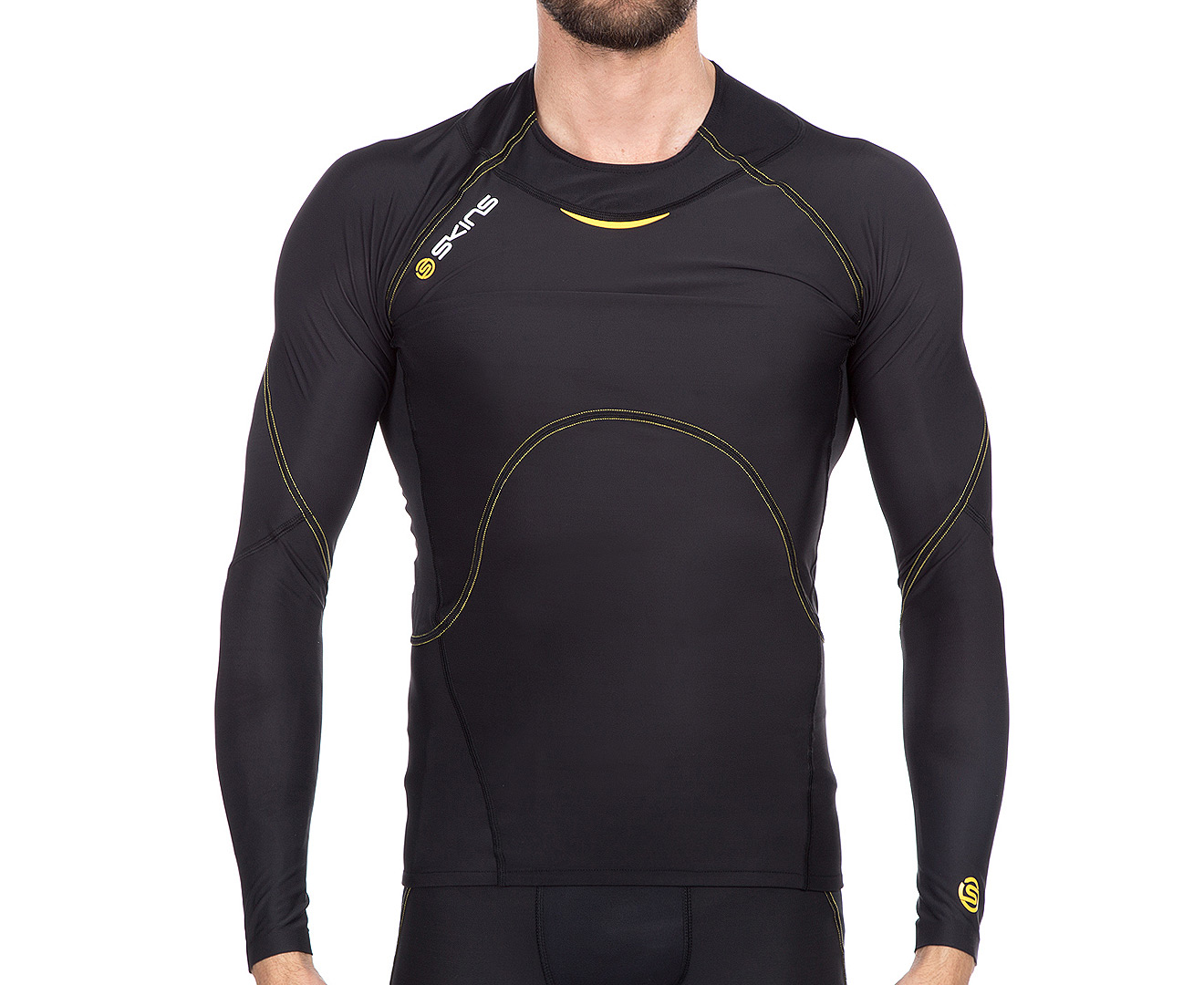 SKINS Men's A400 Compression Long Sleeve Top - Black/Yellow