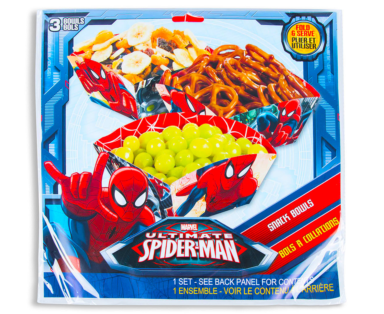 Spider-Man Fold & Serve Snack Bowls 3-Pack | Catch.com.au