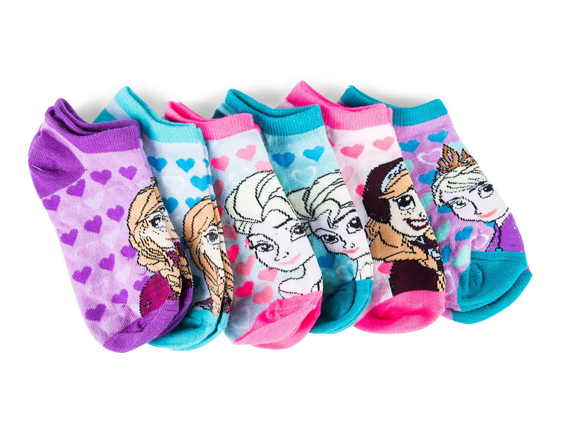 Frozen Girls' Size US4-64-6 Anklet Socks 6-Pack - Multi1