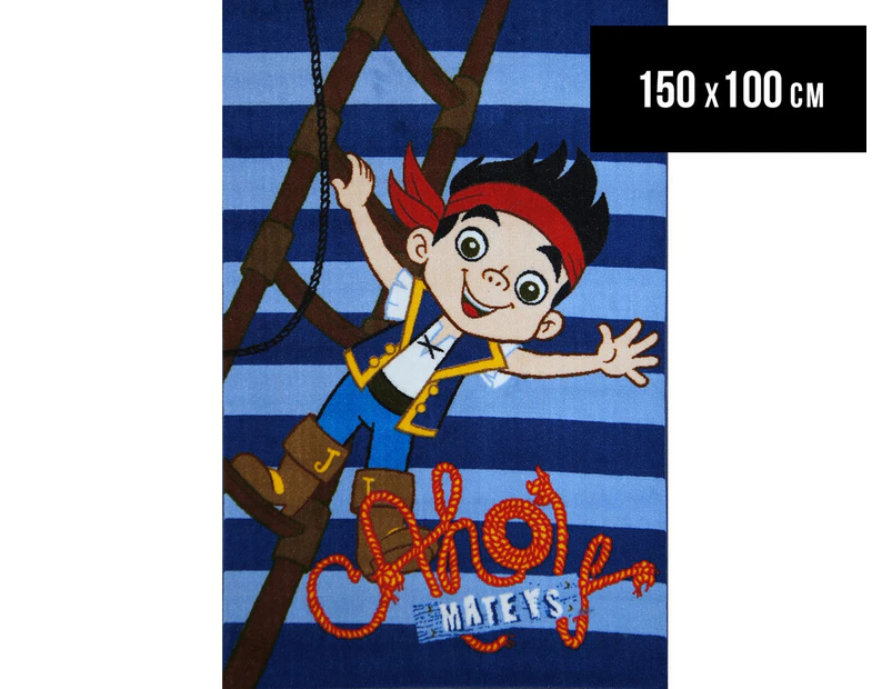 Jake & the Neverland Pirates Ahoy 150cm x 100cm Kids' Printed Rug - Blue