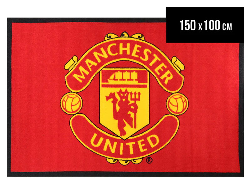 Manchester United 150cm x 100cm Kids' Printed Rug - Red