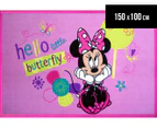 Minnie Mouse Butterfly 150cm x 100cm Kids' Printed Rug - Pink