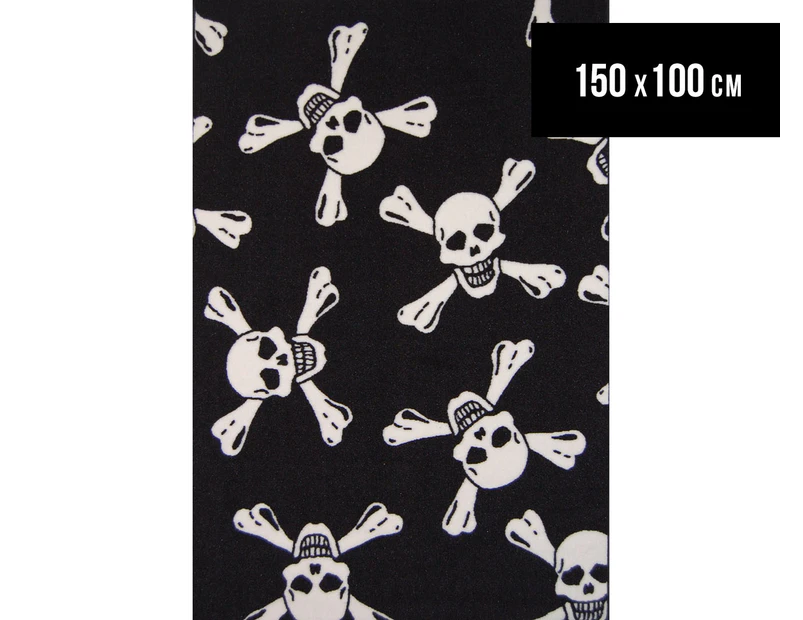 Skulls 150cm x 100cm Kids' Printed Rug - Black