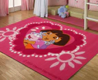 Dora the Explorer Heart 150cm x 100cm Kids' Printed Rug - Pink