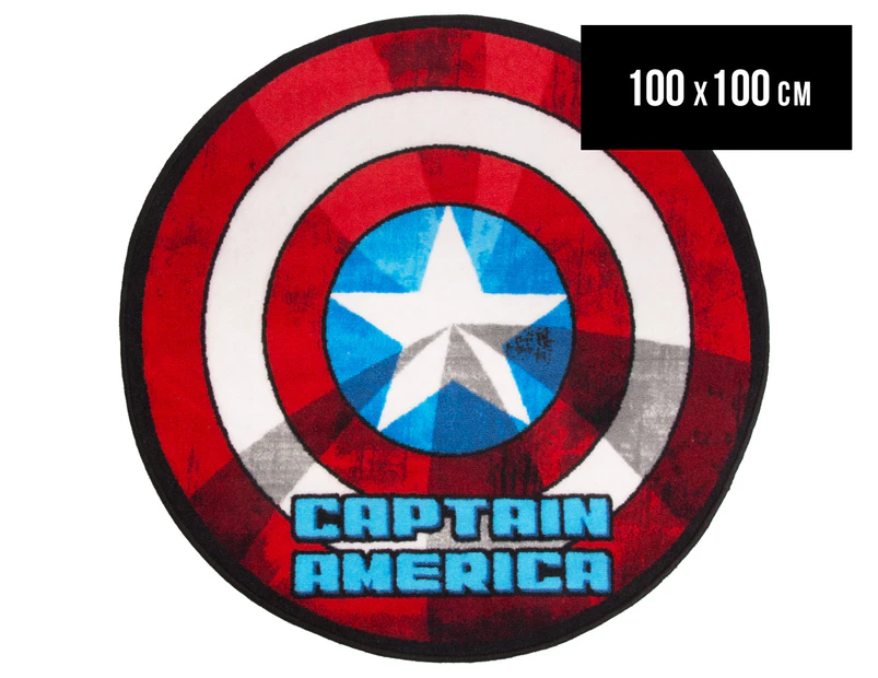 Captain America 100cm Kids' Printed Rug - Red/White/Blue