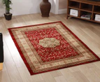 Traditional Flower Motif All Over 170x120cm Rug - Red/Ivory
