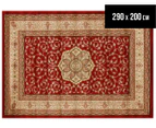 Traditional Flower Motif All Over 290x200cm Rug - Red/Ivory